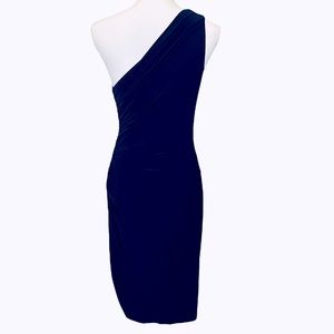 Lauren Ralph Lauren One Shoulder Navy Blue Dress Sz 4